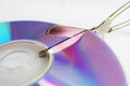Cutting a CD DVD disc for irrecoverably data destruction