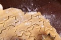 Cutting cookies dough star shape