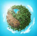 Ecology concept. Stumps in the planet. 3d illustration