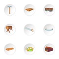 Cutting down trees icons set, cartoon style Royalty Free Stock Photo