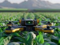 Cutting Edge Agricultural Drones Surveying Expansive Croplands Royalty Free Stock Photo