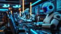 A cutting-edge AI agent operates in a high-tech setting with robotic precision.