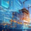 Cutting Edge Construction Project With Real Time Analytics Dashboard Showcasing Vibrant Data Driven Skyline Royalty Free Stock Photo