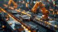 High-Tech Automated Robot Arm in Industrial Car Factory, Advanced Machinery and Technology in Manufacturing