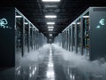 A cutting-edge data center showcases modern server racks, emphasizing efficiency and performance The room symbolizes Royalty Free Stock Photo
