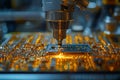 cutting edge factory setting robotic arm meticulously assembles electronic components exceptional precision and Royalty Free Stock Photo