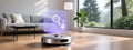 Future-Proof Living: Holographic Robot Vacuum Transforms Modern Homes Royalty Free Stock Photo