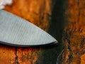 Cutting edge of knife closeup Royalty Free Stock Photo