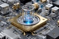 Cutting-edge quantum processor on advanced circuit board showcasing futuristic technology Royalty Free Stock Photo