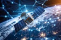 Cutting edge satellite beaming holographic data for advanced global internet communication