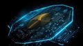 A shield with a radar denotes detection and prevention of cyber threats created with Generative AI