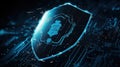 A shield with a radar denotes detection and prevention of cyber threats created with Generative AI