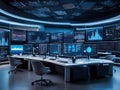 Cutting-Edge Technology Command Center with Interactive Data and Global Analytics Royalty Free Stock Photo