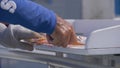 Fisherman cleans the fish on the fishing pier