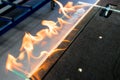 Cutting glass called VSG. Very Safety Glass Fire burning the foil connecting the glass. Royalty Free Stock Photo