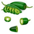 Cutting Green Jalapeno chili peppers.