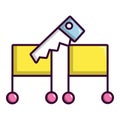 Cutting in half magic focus icon, cartoon style