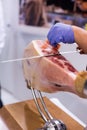 Cutting ham Royalty Free Stock Photo