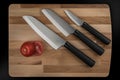 Cutting knives set on a chopping board