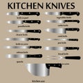 Cutting knives set. Poster Butcher diagram Royalty Free Stock Photo