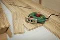For cutting laminate used jigsaw Royalty Free Stock Photo