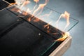 Cutting laminated glass, Burning through the foil connecting the glass panes Royalty Free Stock Photo