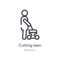 cutting lawn outline icon. isolated line vector illustration from behavior collection. editable thin stroke cutting lawn icon on