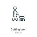 Cutting lawn outline vector icon. Thin line black cutting lawn icon, flat vector simple element illustration from editable