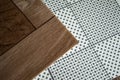 Cutting of linoleum and floor coverings Royalty Free Stock Photo