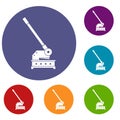 Cutting machine icons set Royalty Free Stock Photo