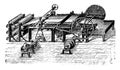 Cutting machine lengthwise and crosswise, vintage engraving