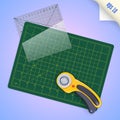 Cutting mat, square transparent ruler with millimeter scale and