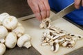 Cutting mushrooms