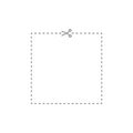 Cutting outline shape with scissors. Dashed rectangle shape. Cutout template figure for voucher on white background