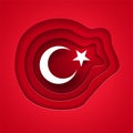 Cutting paper style Turkish Flag Royalty Free Stock Photo