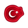 Cutting paper style Turkish Flag Royalty Free Stock Photo