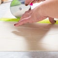 Cutting pastry for croissants. Roller knife for pastry Royalty Free Stock Photo