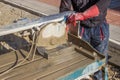 Cutting Pavings Stones With a Wet Saw 2 Royalty Free Stock Photo