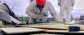 Cutting pillars of finishing floor tiles or metal Royalty Free Stock Photo