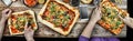 Cutting pizza. Domestic food and homemade pizza. Royalty Free Stock Photo