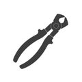 Cutting pliers icon isolated on white background. Builder, construction and repair hand tools with plastic handles