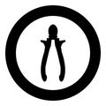 Cutting pliers side cutter hand tools for cutting wires icon in circle round black color vector illustration image solid outline Royalty Free Stock Photo