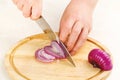 Cutting red onion Royalty Free Stock Photo