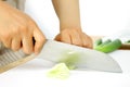 Cutting scallion Royalty Free Stock Photo