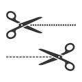 Cutting Scissors Set with Cut Lines on White Background. Vector