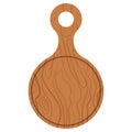 Cutting and serving pizza round kitchen board with a handle and a hole in handle.