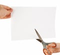 Cutting sheet of paper Royalty Free Stock Photo