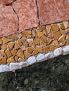 cutting of a stone slab from a beautiful mosaic