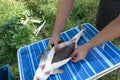 cutting sturgeon and get black caviar. Black caviar Royalty Free Stock Photo