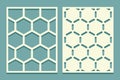 Cutting templates set. Die and laser cut screen panels. Stencil with honeycombs pattern For drawing, plaster and painting walls or Royalty Free Stock Photo